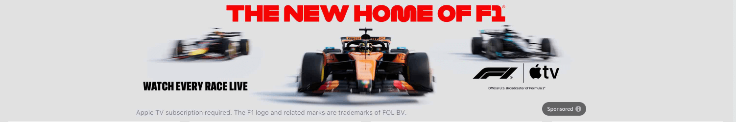 (d) Apple TV + F1 (d) Apple TV + F1